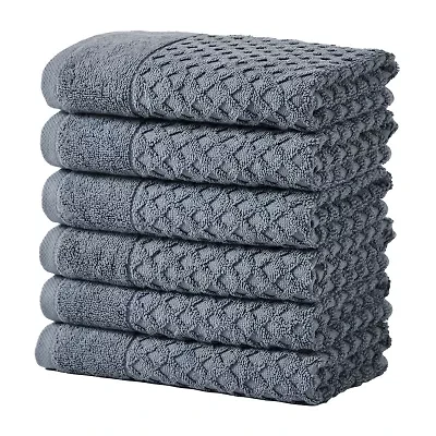 Linery Cotton Quick-Dry Textured 6 Pc Hand Towels