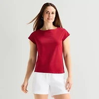 Liz Claiborne Womens Boat Neck T-Shirt