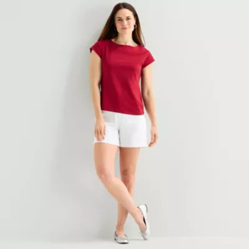 Liz Claiborne Womens Boat Neck T-Shirt
