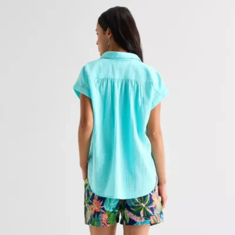St. John's Bay Womens Short Sleeve Blouse