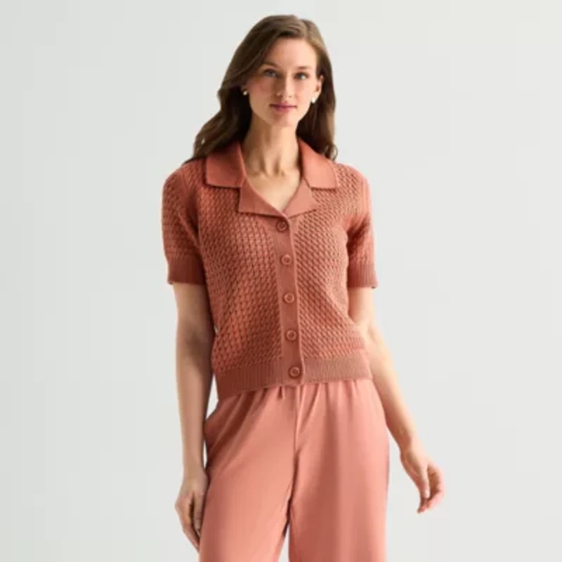 Stylus Womens Short Sleeve Polo Sweater