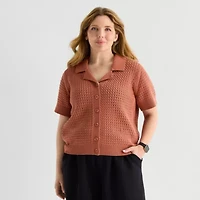Stylus Plus Womens Short Sleeve Polo Sweater