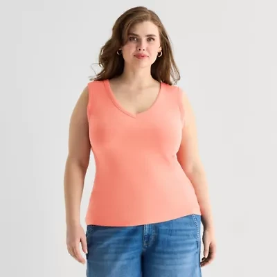 a.n.a Womens Plus V Neck Sleeveless Tank Top
