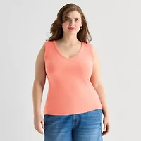 a.n.a Womens Plus V Neck Sleeveless Tank Top