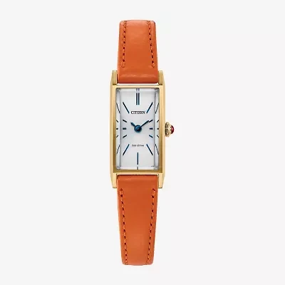 Citizen Classic Eco Womens Orange Leather Strap Watch Eg7122-04a