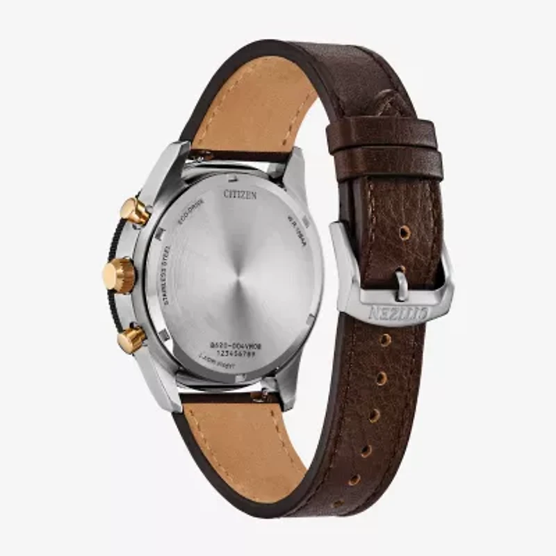 Citizen Sport Casual Mens Chronograph Brown Leather Strap Watch Ca4746-08x