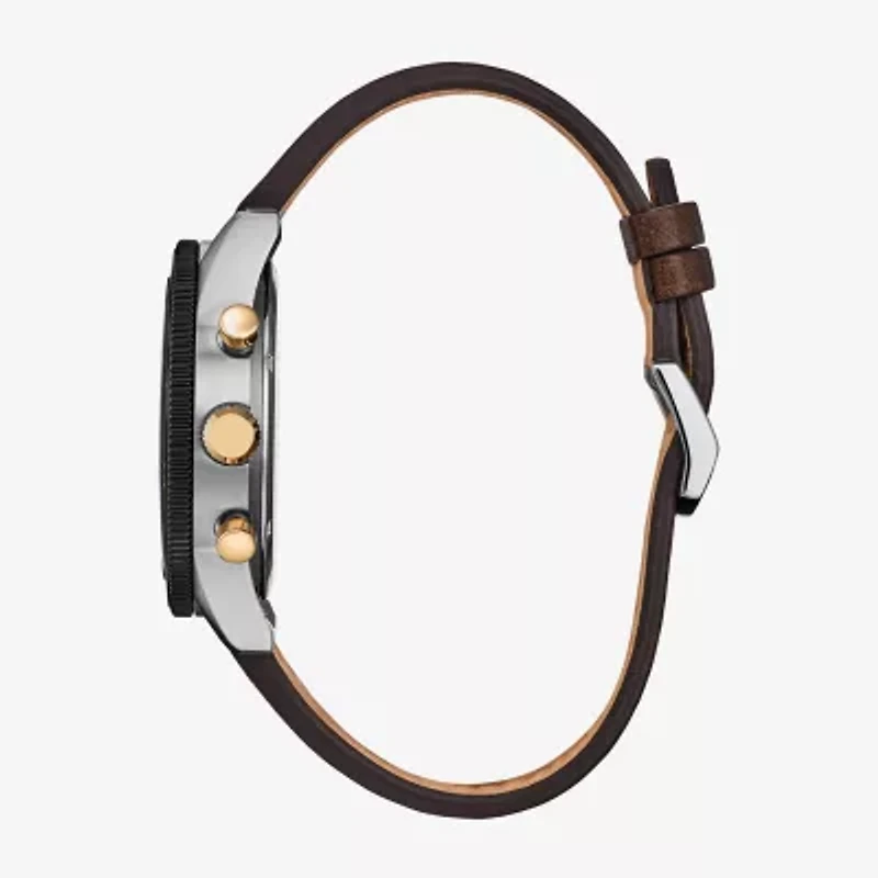 Citizen Sport Casual Mens Chronograph Brown Leather Strap Watch Ca4746-08x