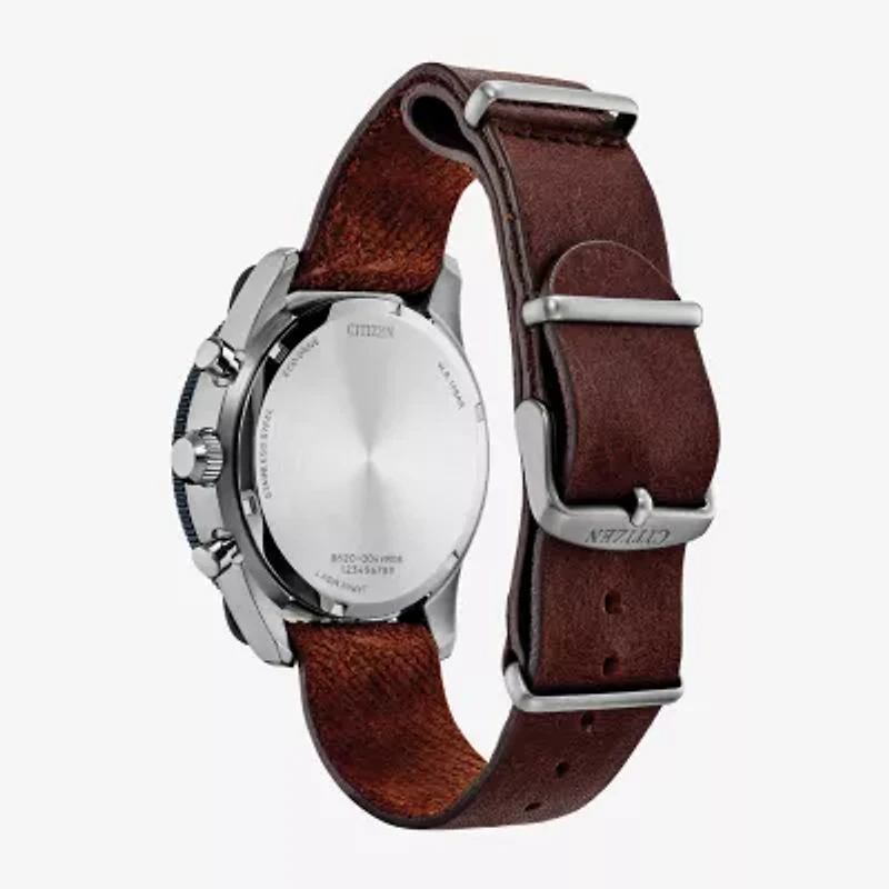 Citizen Sport Casual Mens Chronograph Brown Leather Strap Watch Ca4747-05l
