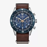Citizen Sport Casual Mens Chronograph Brown Leather Strap Watch Ca4747-05l