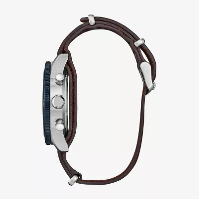 Citizen Sport Casual Mens Chronograph Brown Leather Strap Watch Ca4747-05l