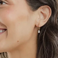 Floating Diamonds (F / Vs2) Womens 1 CT. T.W. Lab Grown White Diamond 14K Gold 23.3mm Pear Hoop Earrings