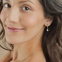 Floating Diamonds (F / Vs2) Womens 1 CT. T.W. Lab Grown White Diamond 14K Gold 23.3mm Pear Hoop Earrings