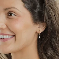 Floating Diamonds (F / Vs2) Womens 1 CT. T.W. Lab Grown White Diamond 14K Gold 23.3mm Pear Hoop Earrings