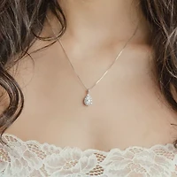 F / Vs2) Womens CT. T.W. Lab Grown White Diamond 10K Gold Pear 18 Inch Pendant Necklace