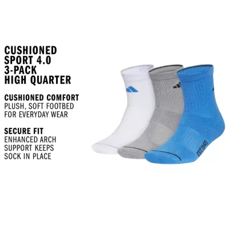 adidas Cushioned Mens 3-pc. Quarter Ankle Socks