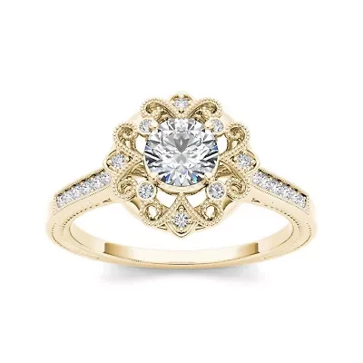 1/2 CT.T.W. Natural Diamond 14K Yellow Gold Engagement Ring