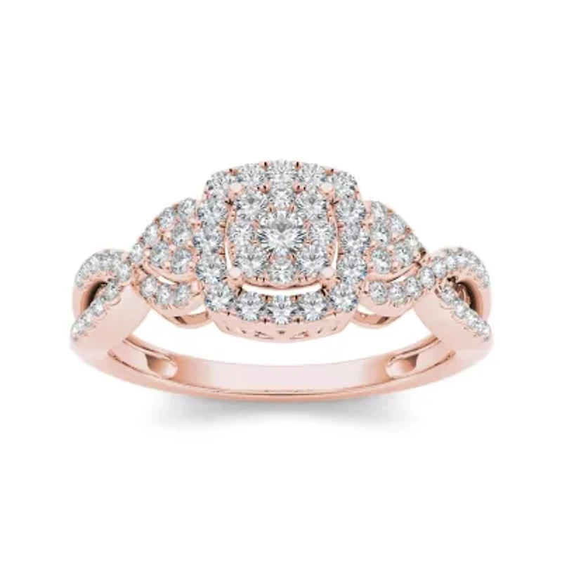 1/2 CT.T.W. Natural Diamond 10K Rose Gold Engagement Ring