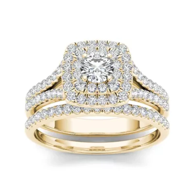 1 CT.T.W. Natural Diamond 10K Yellow Gold Bridal Ring Set
