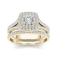 1 CT.T.W. Natural Diamond 10K Yellow Gold Bridal Ring Set