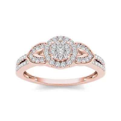 3/8 CT.T.W. Natural Diamond 10K Rose Gold Engagement Ring