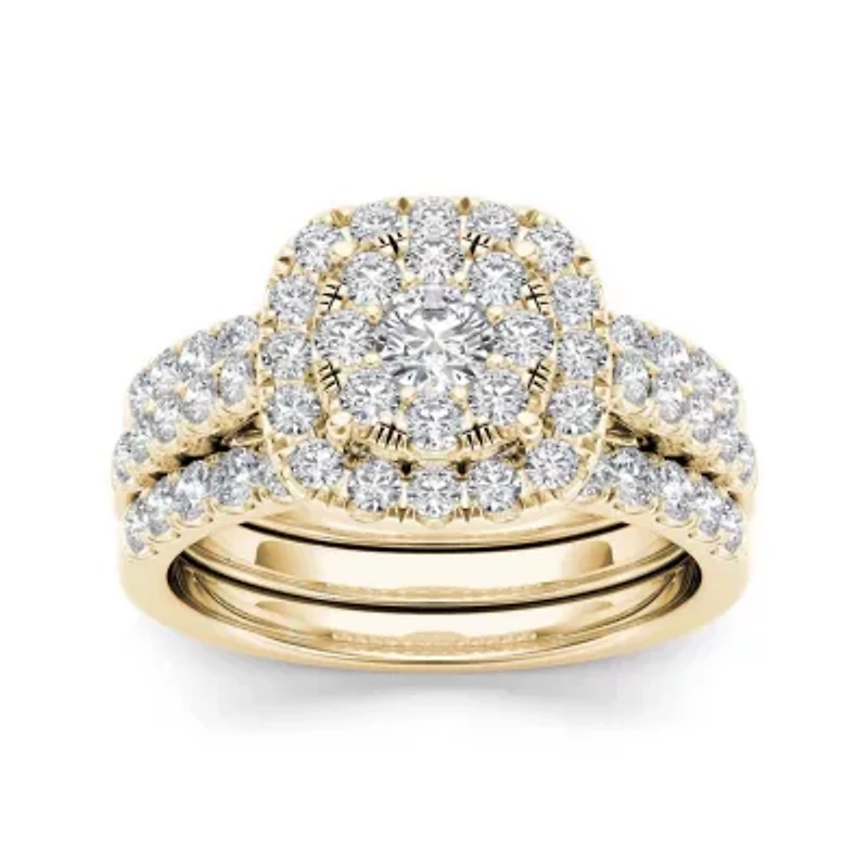 1 1/2 CT.T.W. Natural Diamond 14K Yellow Gold Bridal Ring Set