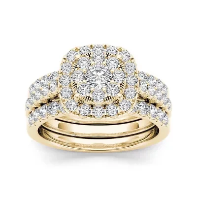 1 1/2 CT.T.W. Natural Diamond 14K Yellow Gold Bridal Ring Set