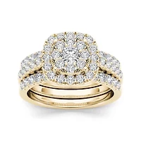 1 1/2 CT.T.W. Natural Diamond 14K Yellow Gold Bridal Ring Set