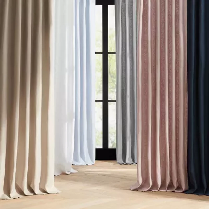 Fieldcrest Luxury Alden Linen Rod Pocket Back Tab Light-Filtering Single Curtain Panel