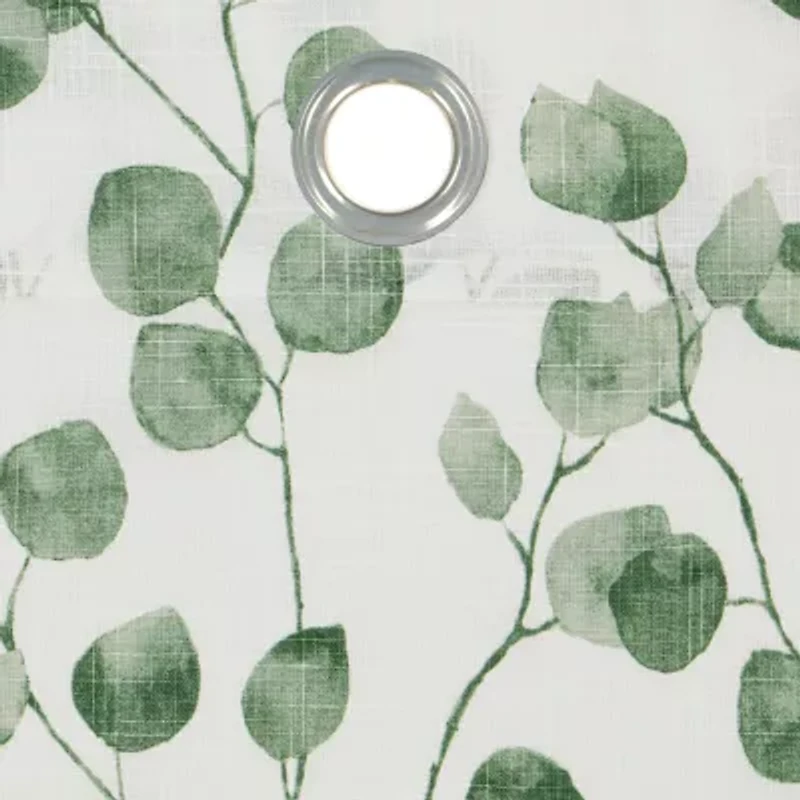 Fieldcrest Arden Botanical Leaf Cotton Grommet Top Sheer Single Curtain Panel