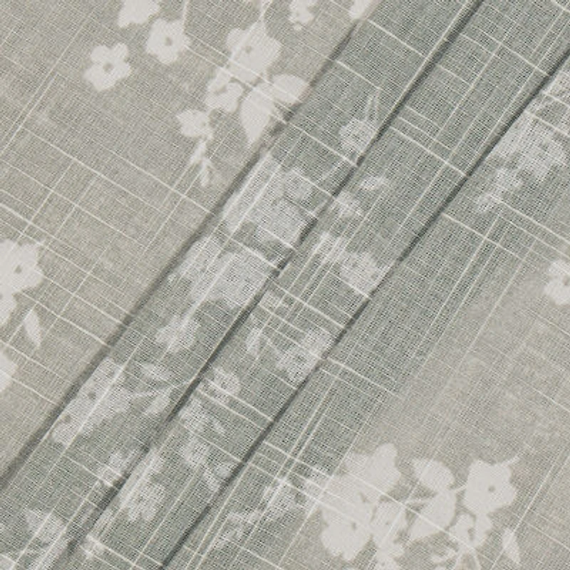 Fieldcrest Arden Tossed Bouquet Cotton Grommet Top Sheer Single Curtain Panel