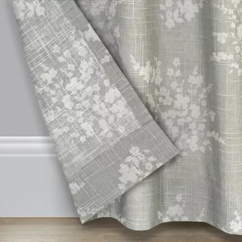 Fieldcrest Arden Tossed Bouquet Cotton Grommet Top Sheer Single Curtain Panel
