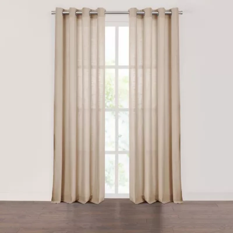 Fieldcrest Arden Solid Cotton Grommet Top Sheer Single Curtain Panel