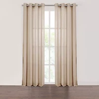 Fieldcrest Arden Solid Cotton Grommet Top Sheer Single Curtain Panel