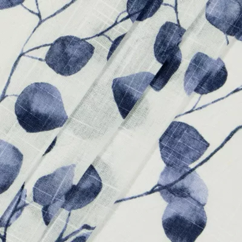 Fieldcrest Arden Botanical Leaf Cotton Grommet Top Sheer Single Curtain Panel