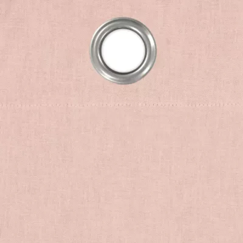 Fieldcrest Devin Solid Cotton Chambray Grommet Top Energy Saving 100% Blackout Single Curtain Panel