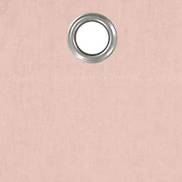 Fieldcrest Devin Solid Cotton Chambray Grommet Top Energy Saving 100% Blackout Single Curtain Panel