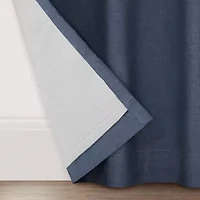 Fieldcrest Devin Solid Cotton Chambray Grommet Top Energy Saving 100% Blackout Single Curtain Panel