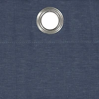 Fieldcrest Devin Solid Cotton Chambray Grommet Top Energy Saving 100% Blackout Single Curtain Panel