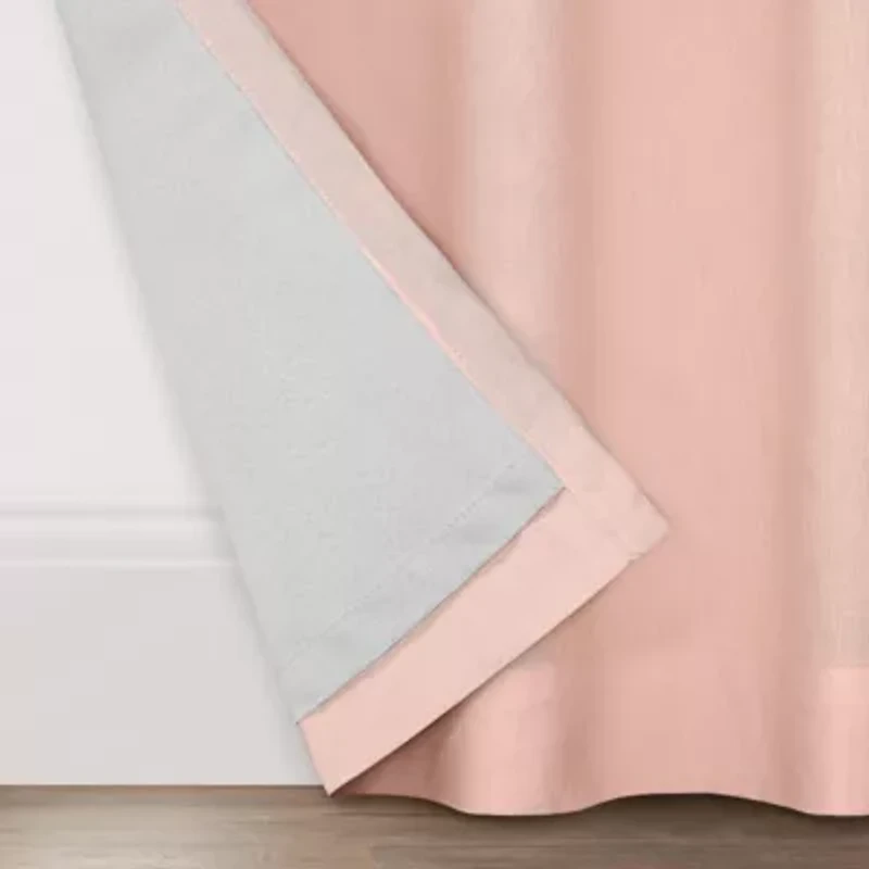 Fieldcrest Devin Solid Cotton Chambray Rod Pocket Energy Saving 100% Blackout Single Curtain Panel