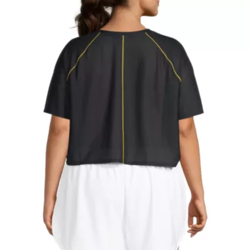 Sports Illustrated Womens Round Neck Short Sleeve Active Plus Crop Top