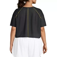 Sports Illustrated Womens Round Neck Short Sleeve Active Plus Crop Top