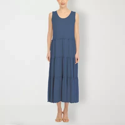 White Mark Womens Midi Scoop Neck Sleeveless Maxi Dress