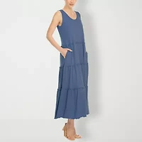 White Mark Womens Midi Scoop Neck Sleeveless Maxi Dress