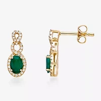 Womens 1/ CT. T.W. Genuine Green Emerald 10K Gold Drop Earrings