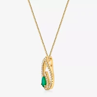 Womens 1/4 CT. T.W. Genuine Green Emerald 10K Gold 18 Inch Pendant Necklace