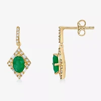 Womens 1/4 CT. T.W. Genuine Green Emerald 10K Gold Drop Earrings
