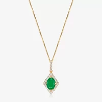 Womens 1/5 CT. Genuine Green Emerald 10K Gold 18 Inch Pendant Necklace