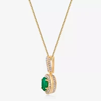 Womens 1/ CT. T.W. Genuine Green Emerald 10K Gold 18 Inch Pendant Necklace