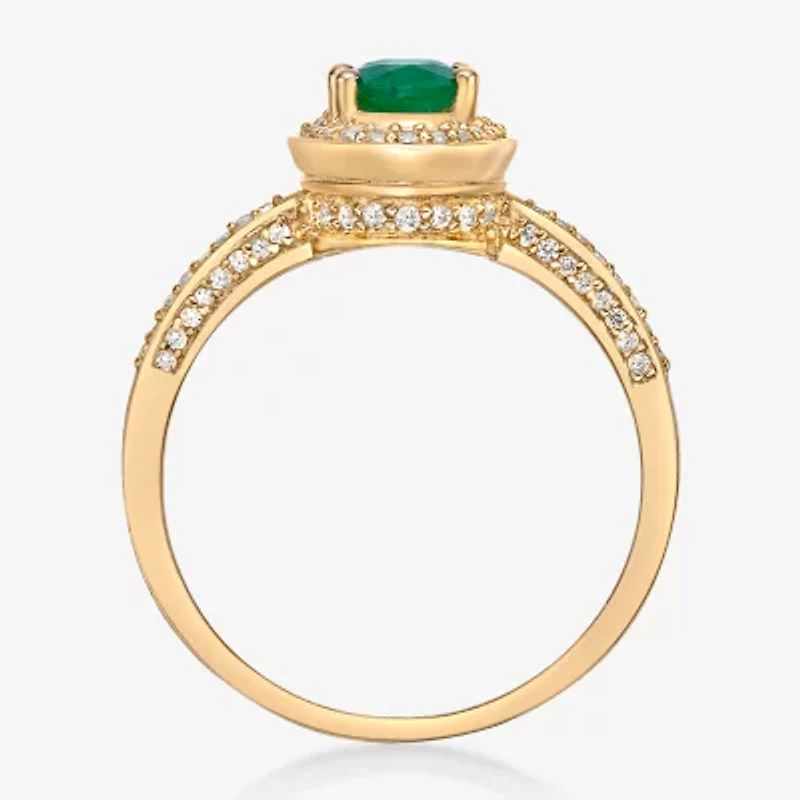 Womens 1/3 CT. T.W. Genuine Green Emerald 10K Gold Cocktail Ring