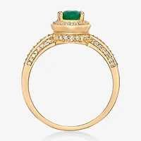 Womens 1/3 CT. T.W. Genuine Green Emerald 10K Gold Cocktail Ring